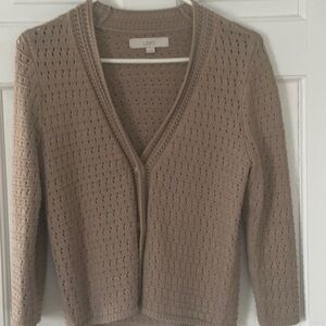 LOFT Women's Brown Open-Knit Cardigan